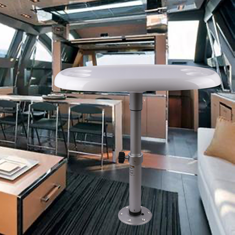 HT-M01LS+HT-BSO Marine and Campervan Removable Stowable Table System set with 4 cupholders is made of ABS and Aluminum